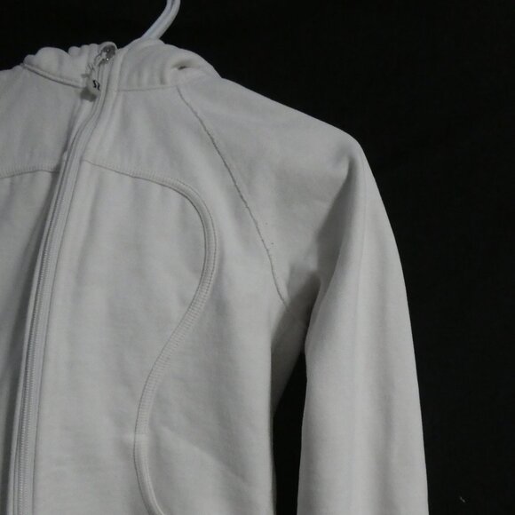 LULULEMON | size 4 | Classic White Scuba Hoodie With Black Omega logo on Hood - Picture 6 of 16